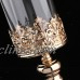Antique Metal Candle Holder Glass Hurricane Vase Crystal Draped Pillar Stand   292629672712